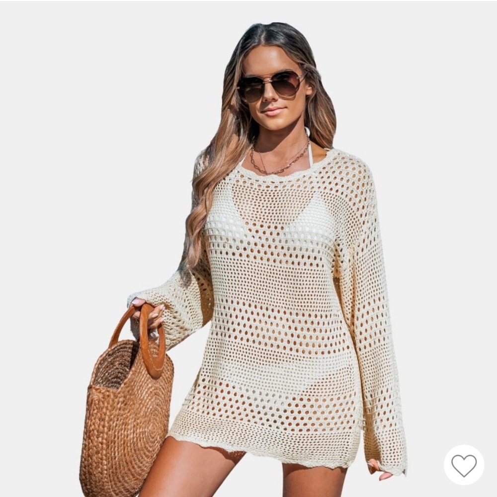 Seaside whispers crocheted coverup dress